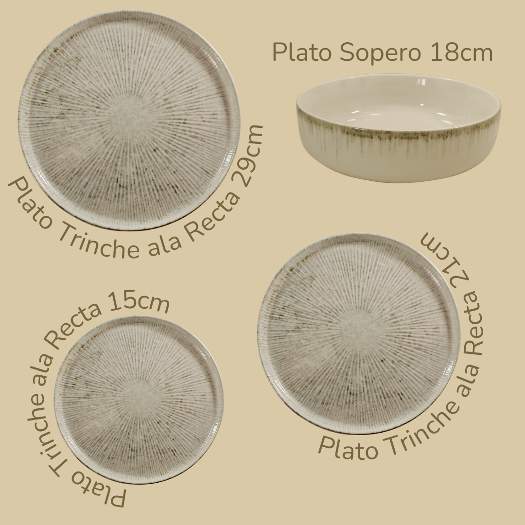 Vajilla con Borde Sahara (set para 4 o 6 personas)