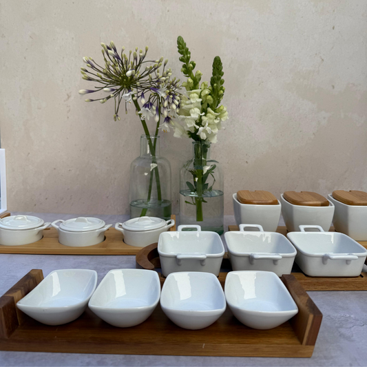 Juego de 3 bowls rect. c/tapa