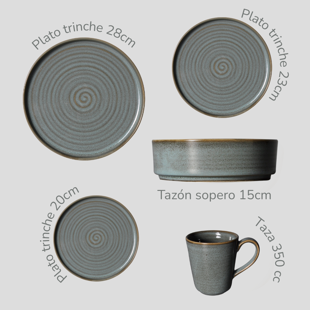 Vajilla Spiral (set para 4 o 6 personas)