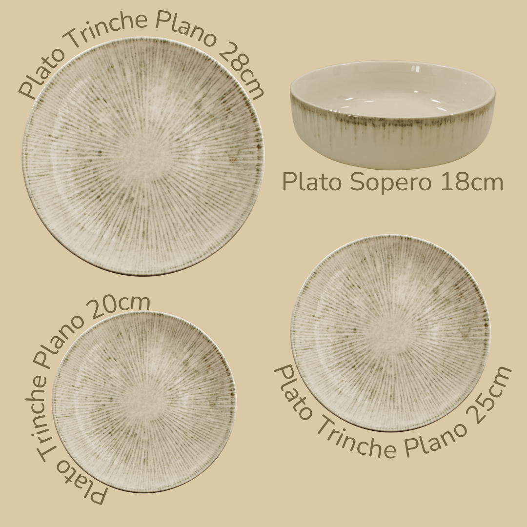 Vajilla Plana Sahara  (set para 4 o 6 personas)